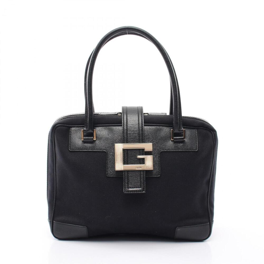 Gucci GUCCI G-logo handbag, canvas and leather, women's, black, 001 5155